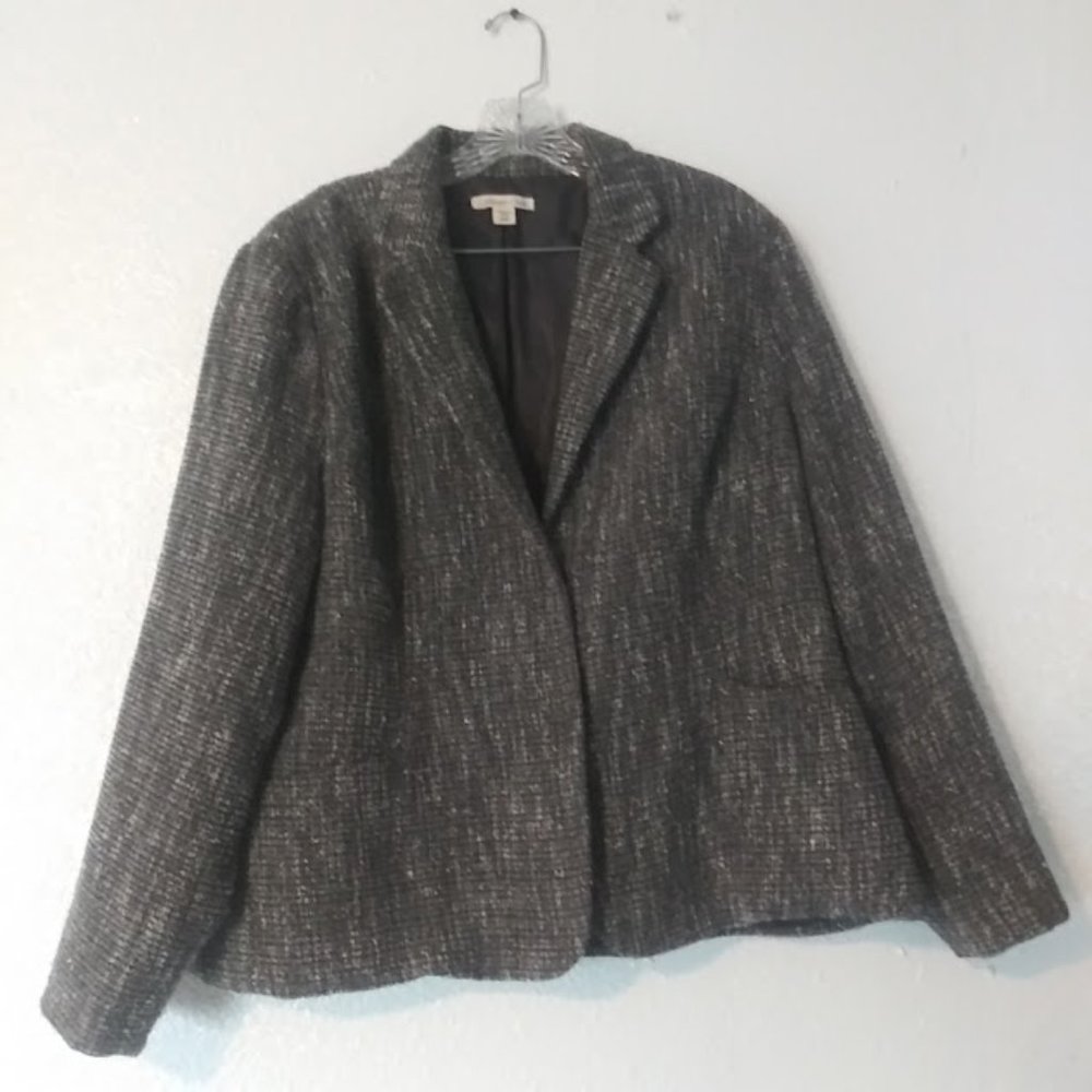 Cold Water Creek women's size 18W gray tweed blazer jacket